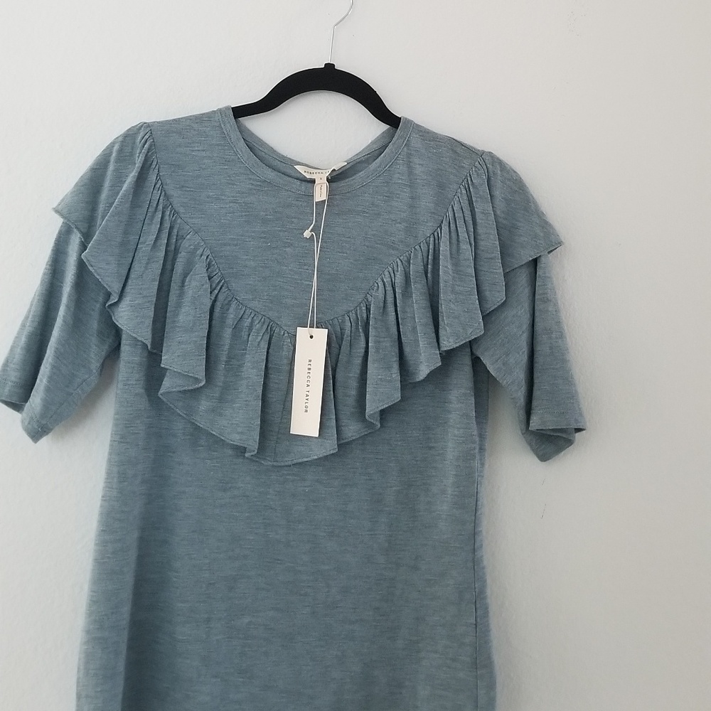 Rebecca Taylor Melange crew neck blue top size s